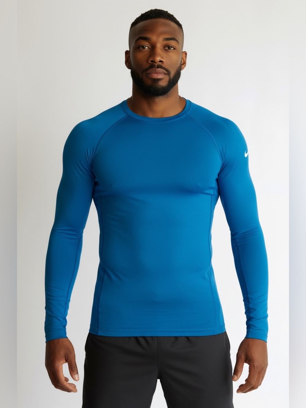 Nike Pro Combat Dri-FIT Compression Shirt Men’s L Blue Long Sleeve